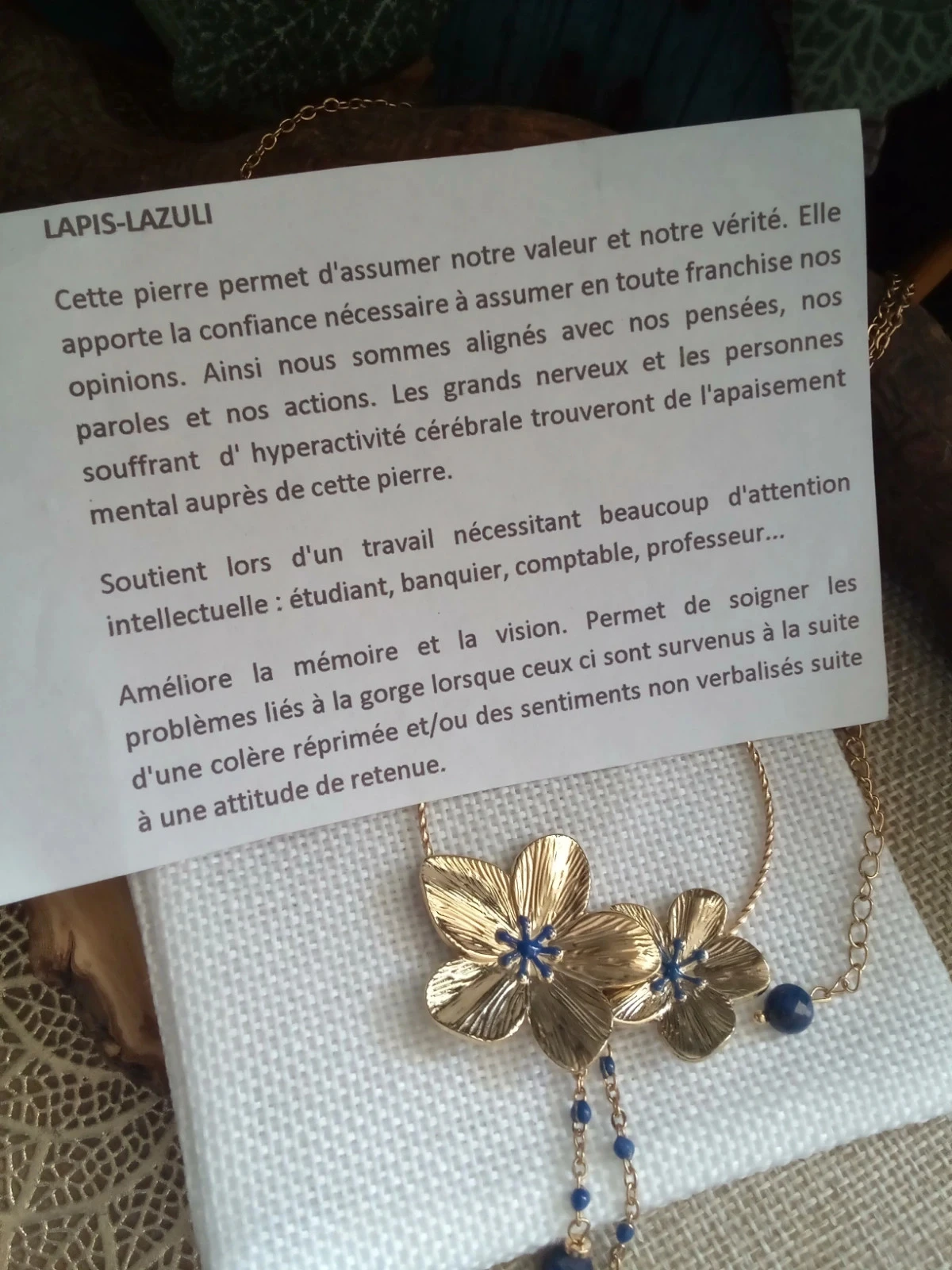 Bohemian necklace with flowers and lapis lazuli stones – photo 2